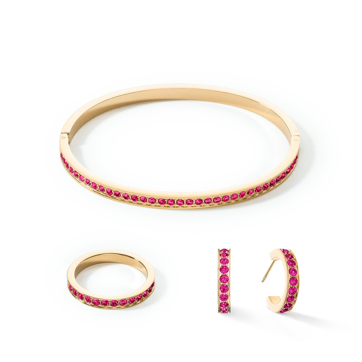 Coeur de Lion Armreif Edelstahl & Kristalle Gold Pink 17 - 0127/33-0416